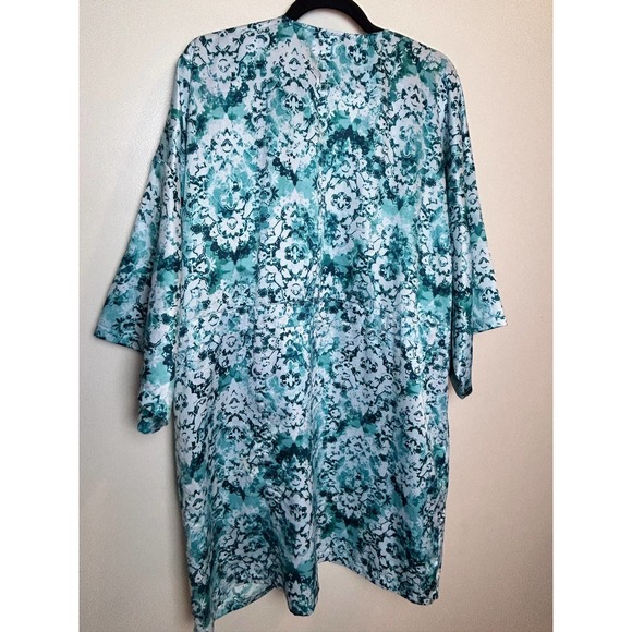 Vintage Linea Dontella Green Blur Floral Robe Lightweight L/XL - Picture 7 of 8